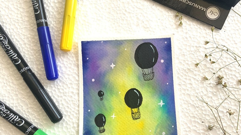 Create a night sky watercolour