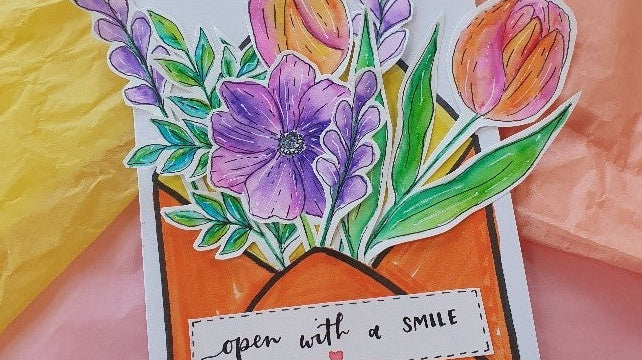 Create your own flower bouquet card with Mubeenah