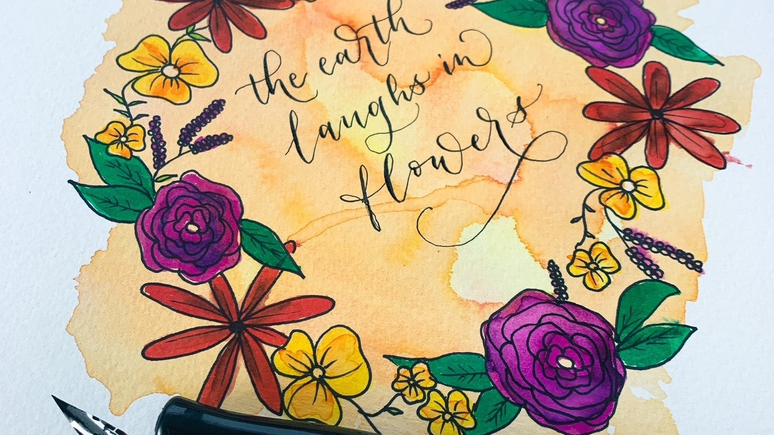 How to create a watercolour calligraphy border