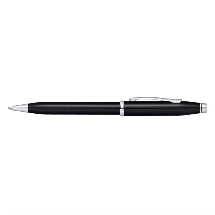 Cross Century II Black Lacquer Ballpoint Pen Chrome Trim