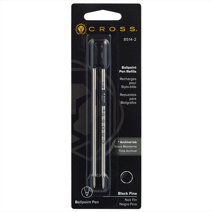 Cross Ballpoint Pen Refill - Black - Fine - Dual Pack