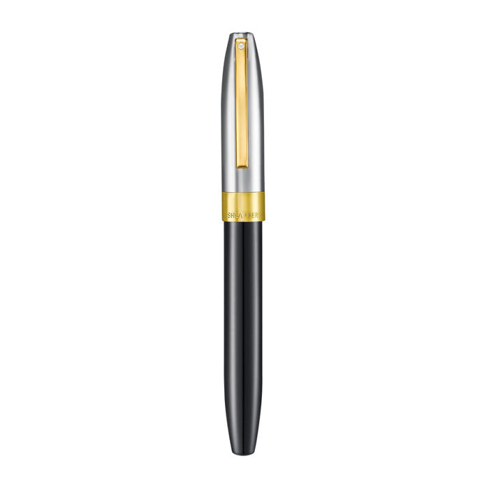 Sheaffer Legacy 9065 Glossy Black and Chrome Bi-color Fountain Pen with 14K PVD Gold-Plated, Stainless Steel Inlaid Nib and Trims (Medium)