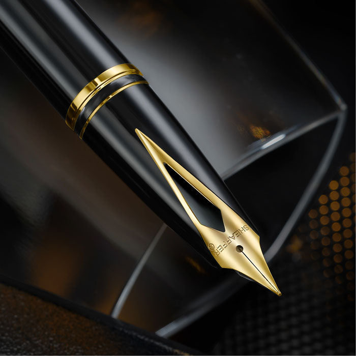 Sheaffer Legacy 9065 Glossy Black and Chrome Bi-color Fountain Pen with 14K PVD Gold-Plated, Stainless Steel Inlaid Nib and Trims (Medium)