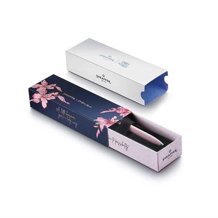 Sheaffer Sentinel Emily in Paris E321 Pink Matte Finish Ballpoint Pen with Chrome-Plated Trims and Bow-Shaped Clip Emblem