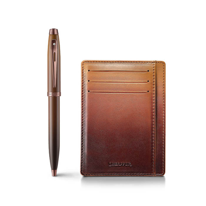 Sheaffer 100 Coffee Ballpoint Pen & Coffee Credit Card Holder Gift Set