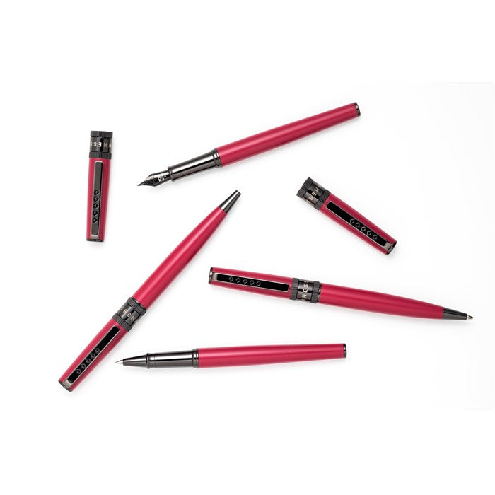 Tom Hessin Rebel Collection Jewellers Rouge Fountain Pen With Gunmetal Trim & PVD Black Medium Nib