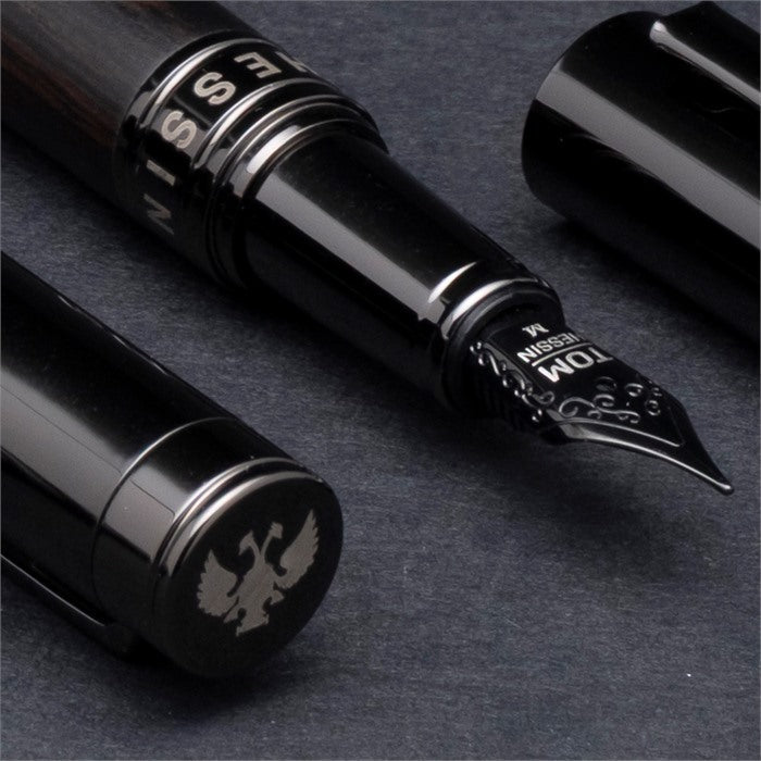 Tom Hessin Revolution Collection Charcoal Ballpoint Pen with Wooden Barrel & Gunmetal Trim