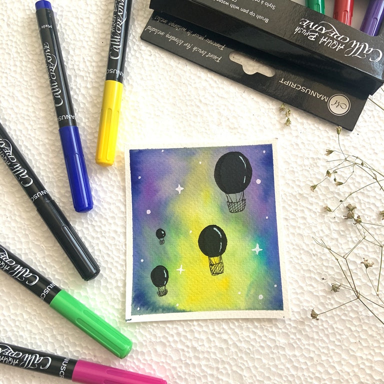 Create a night sky watercolour