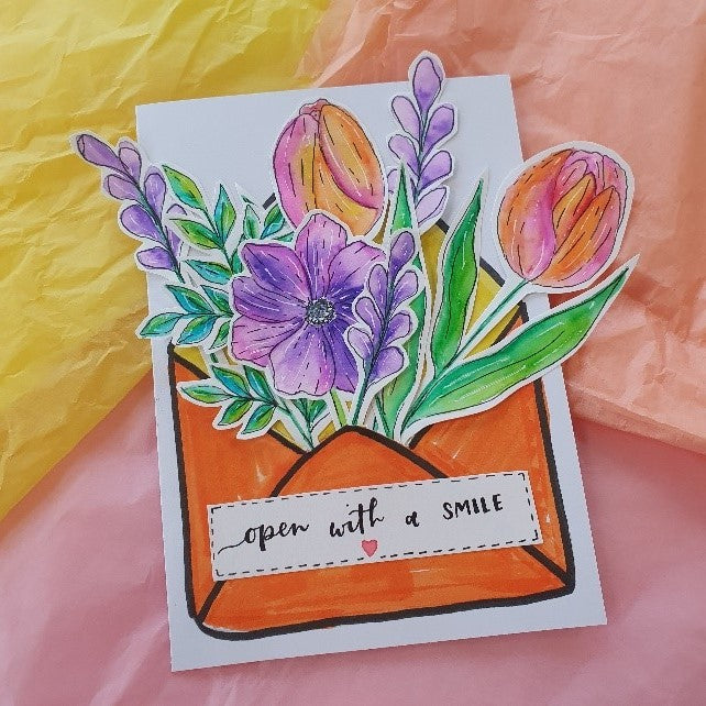 Create your own flower bouquet card with Mubeenah