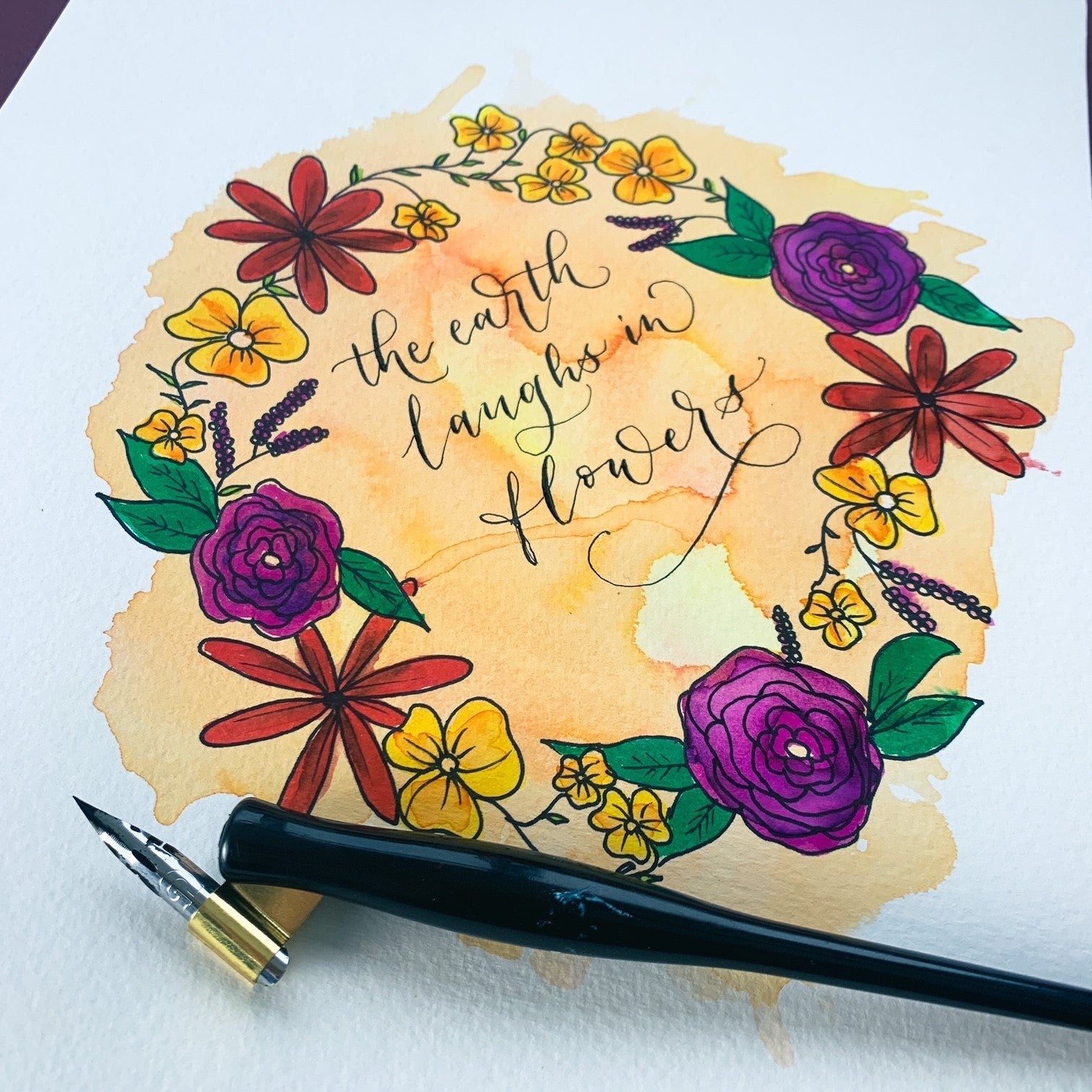 How to create a watercolour calligraphy border