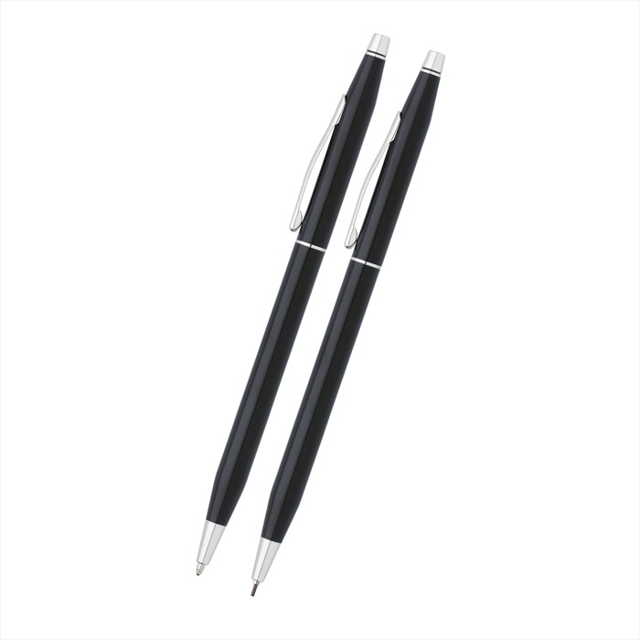 Cross Classic Century Black Lacquer with Polished Chrome Appointments Ballpoint Pen and 0.7mm Pencil Set