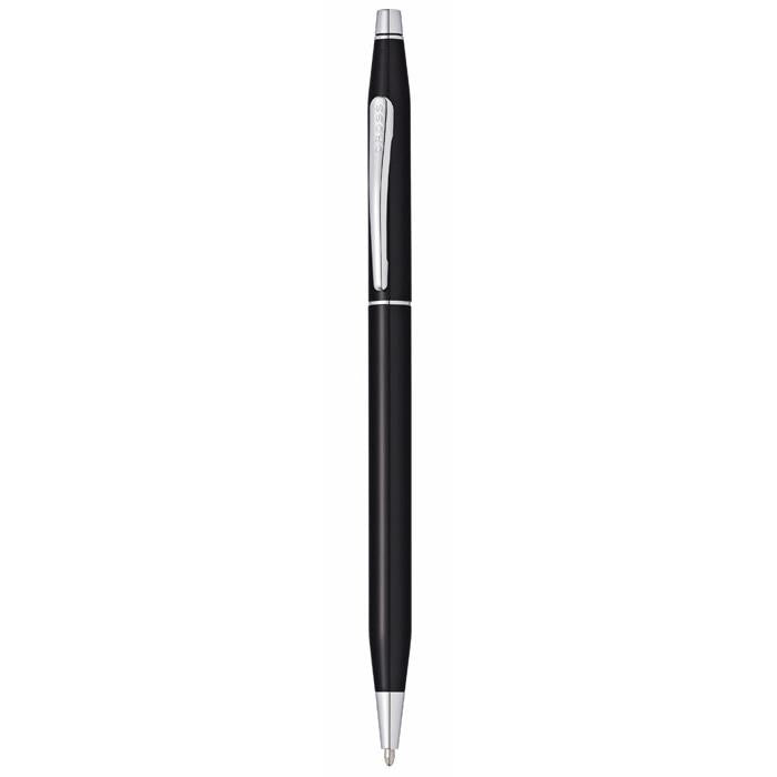 Cross Classic Century Black Lacquer Ballpoint Pen with Classic Black Magnetic Saffiano Leather Single Pen Case Gift Set Bundle
