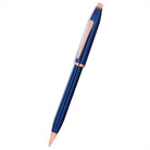 Cross Century II Translucent Cobalt Blue Lacquer Ballpoint Pen Rose Gold Trim