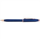 Cross Century II Translucent Cobalt Blue Lacquer Ballpoint Pen Rose Gold Trim