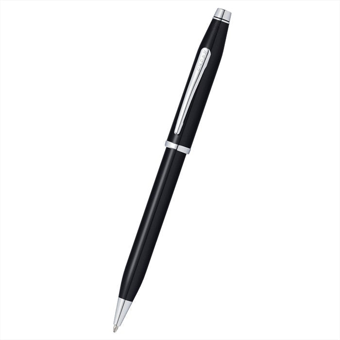 Cross Century II Black Lacquer Ballpoint Pen Chrome Trim