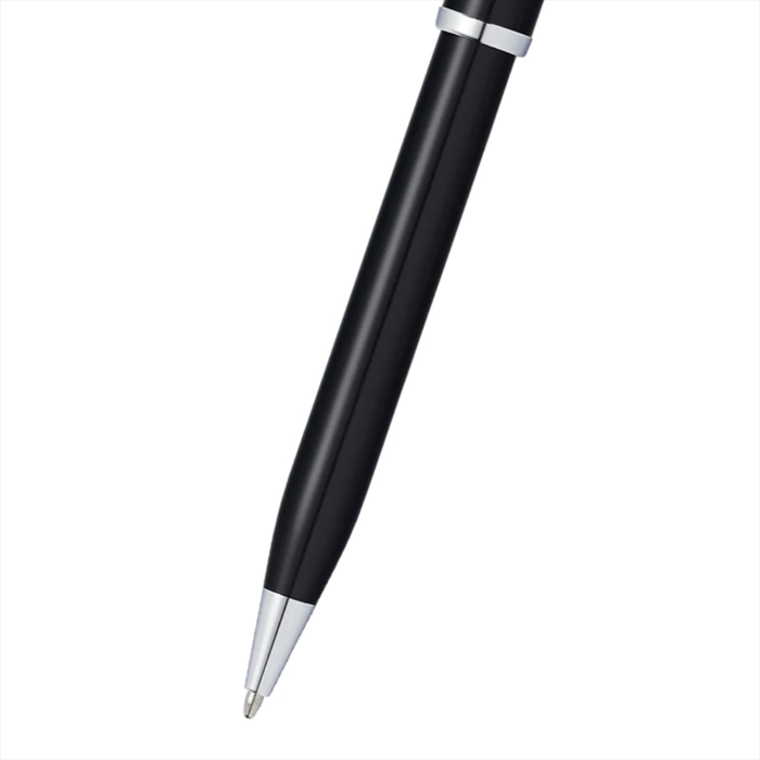 Cross Century II Black Lacquer Ballpoint Pen Chrome Trim