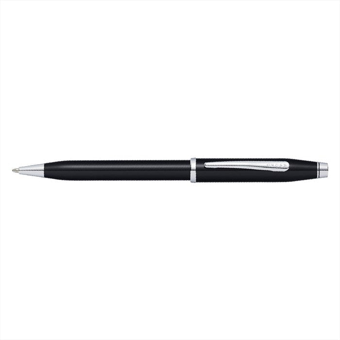 Cross Century II Black Lacquer Ballpoint Pen Chrome Trim