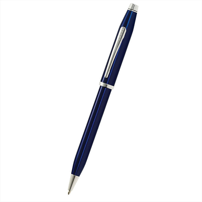 Cross Century II Blue Lacquer Ballpoint Pen Chrome Trim