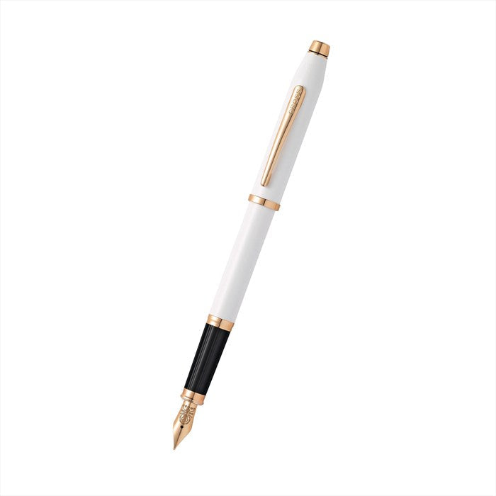 Cross Century II Pearlescent White Lacquer with Polished Rose Gold PVD Appointments and Polished Rose Gold PVD Medium Nib Fountain Pen