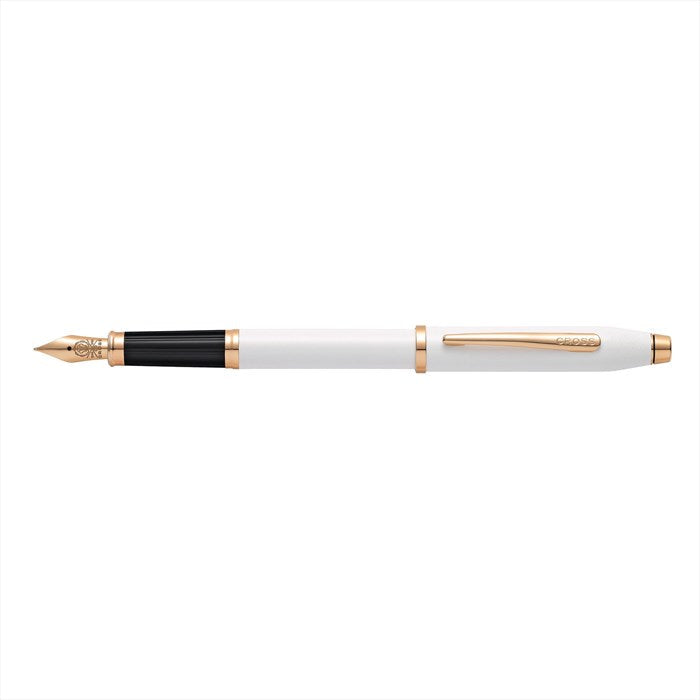 Cross Century II Pearlescent White Lacquer with Polished Rose Gold PVD Appointments and Polished Rose Gold PVD Medium Nib Fountain Pen