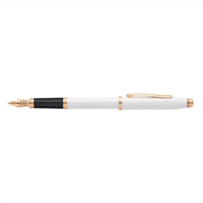 Cross Century II Pearlescent White Lacquer with Polished Rose Gold PVD Appointments and Polished Rose Gold PVD Medium Nib Fountain Pen