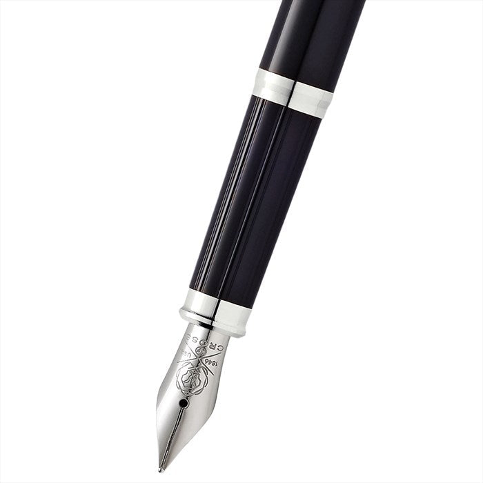 Cross Century II Black Lacquer with Chrome Plated Appointments and Polished Stainless Steel Medium Nib Fountain Pen