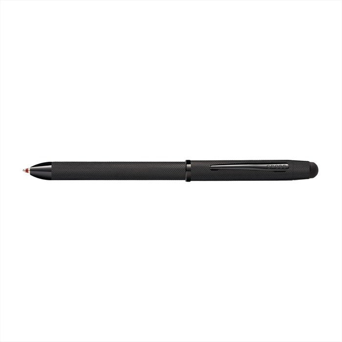 Cross Tech3+ Multi Function Pen - Brushed Black with Engraved Engine-Turned Diamond-Pattern Finish with Black PVD