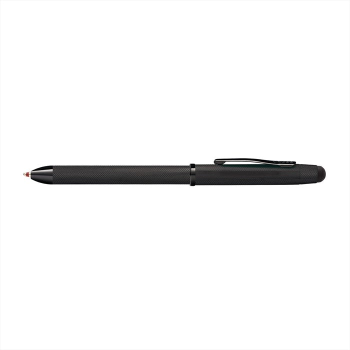 Cross Tech3+ Multi Function Pen - Brushed Black with Engraved Engine-Turned Diamond-Pattern Finish with Black PVD