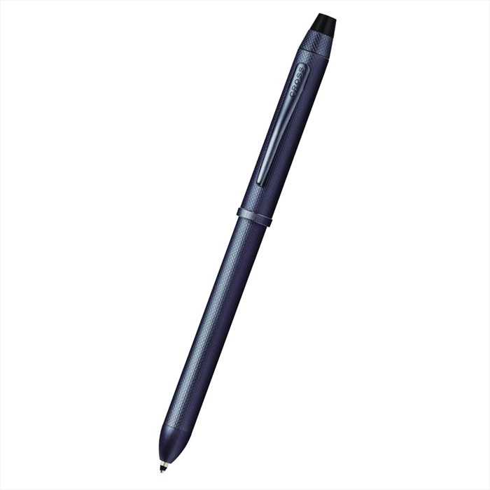 Cross Tech3+ Multi Function Pen - Dark Blue Chemically Etched Engraved Finish with Dark Blue PVD