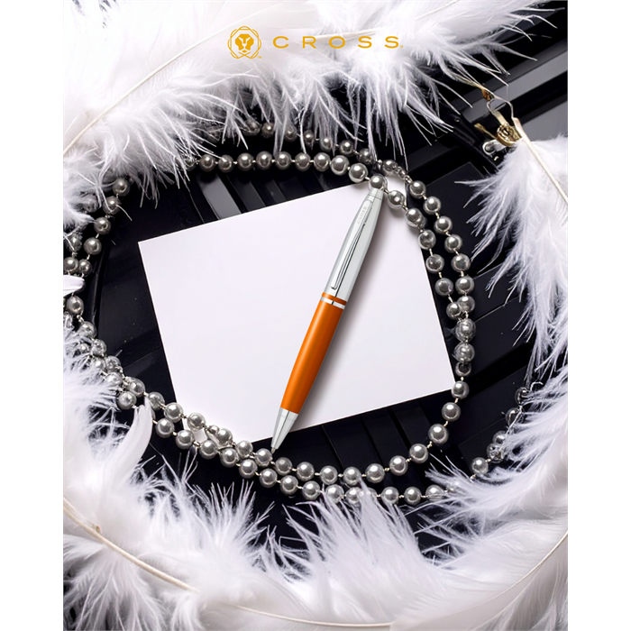 Cross Calais Metallic Exuberance Orange Lacquer with Polished Chrome Appointments Ballpoint Pen