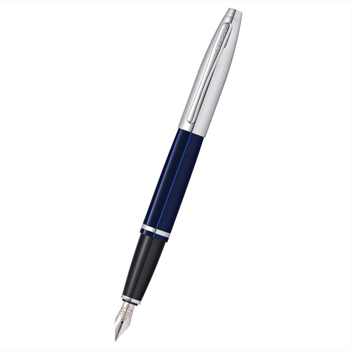 Cross Calais Chrome and Blue Lacquer Fountain Pen - Medium