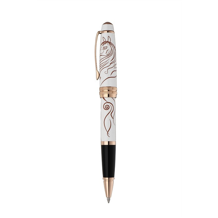 Cross Bailey® Zodiac Year of the Horse White Lacquer with Rose-Gold Plated Appointments Rollerball Pen