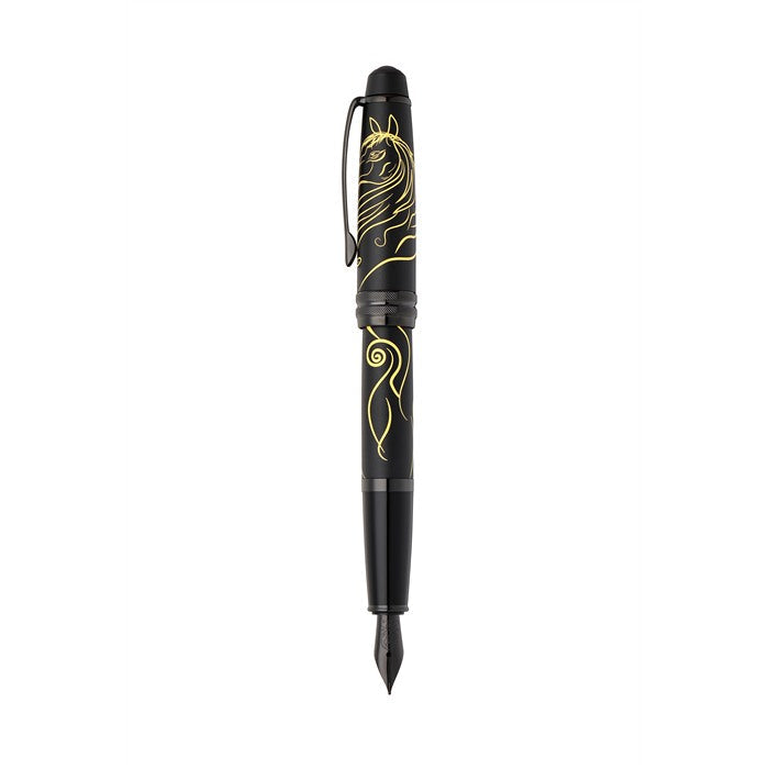 Cross Bailey® Zodiac Year of the Horse Matte Black Lacquer with Black PVD Appointments and Black PVD coated Stainless Steel Medium Nib Fountain Pen