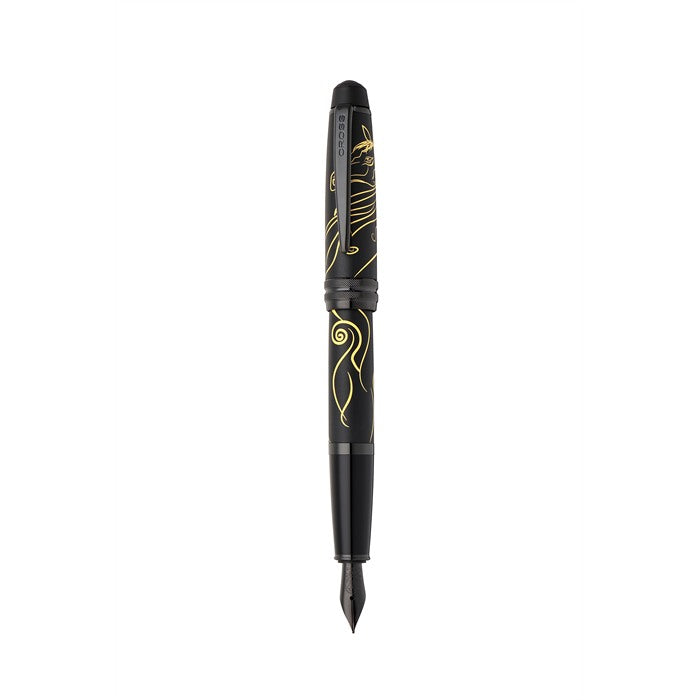 Cross Bailey® Zodiac Year of the Horse Matte Black Lacquer with Black PVD Appointments and Black PVD coated Stainless Steel Medium Nib Fountain Pen