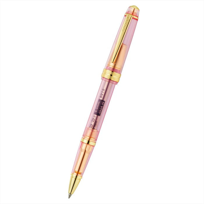 Cross Bailey Light Translucent Pink Sapphire Resin with Bright Chrome Internal Mechanism and Gold-plated Appointments Rollerball Pen