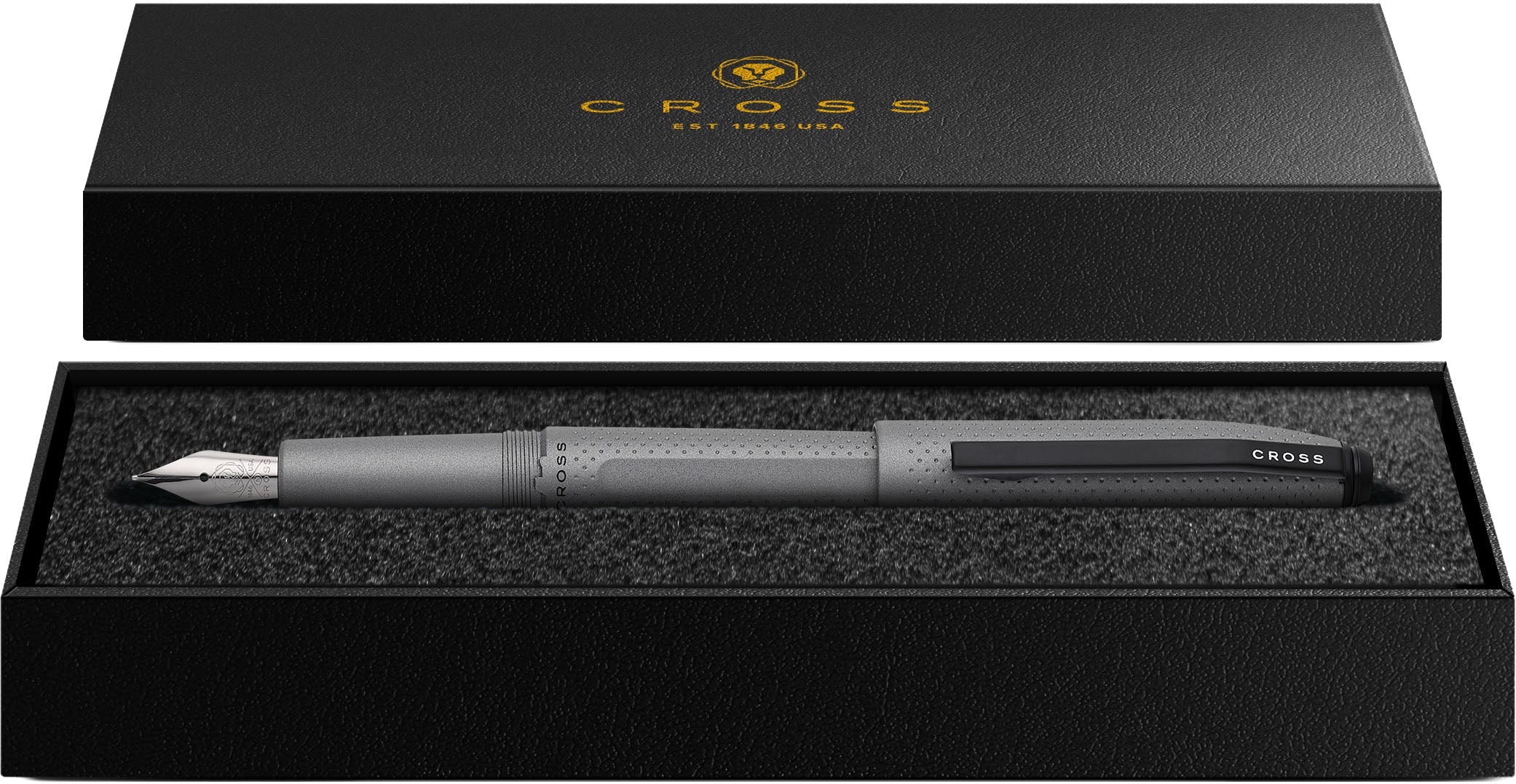 Cross Prism Graphite Resin with Polished Black Appointments and Stainless Steel Medium Nib Fountain Pen