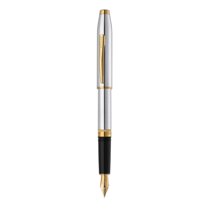 Cross Foundry Polished Chrome with PVD Gold Appointments Medium Nib Fountain Pen