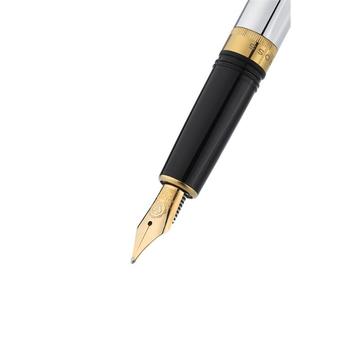 Cross Foundry Polished Chrome with PVD Gold Appointments Medium Nib Fountain Pen