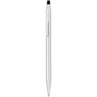 Cross Classic Century Lustrous Chrome Ballpoint Pen with Mocha Magnetic Saffiano Leather Single Pen Case Gift Set Bundle