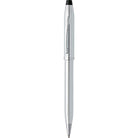 Cross Century II Lustrous Chrome Ballpoint Pen with Mocha Zippered Saffiano Leather Double Pen Case Gift Set Bundle