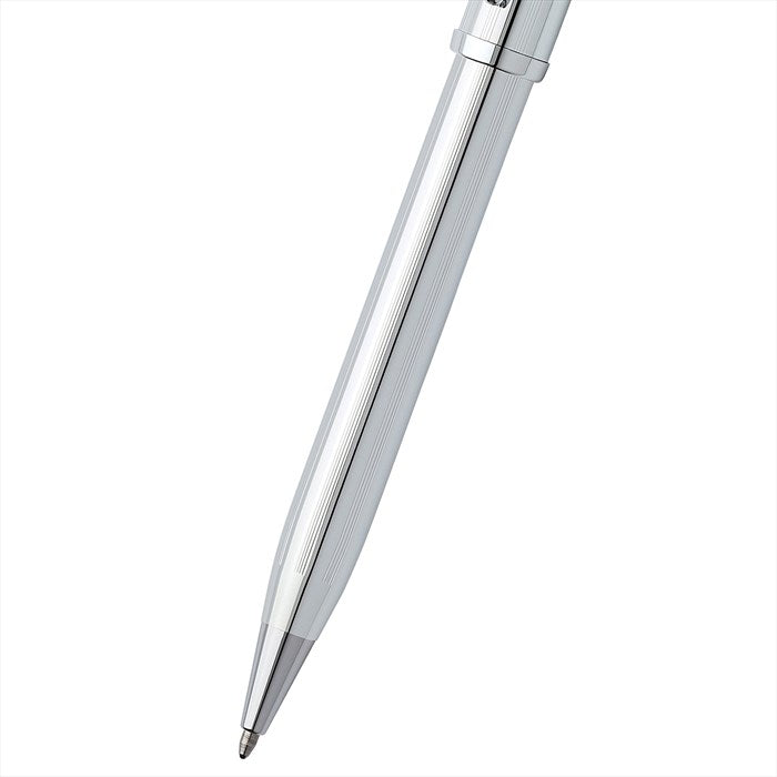 Cross Century II Lustrous Chrome Ballpoint Pen with Mocha Zippered Saffiano Leather Double Pen Case Gift Set Bundle