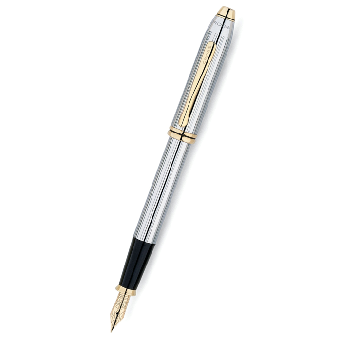 Cross Townsend Medalist Polished Chrome with 23KT Gold-Plated Appointments and 23KT Gold-Plated Medium Nib Fountain Pen