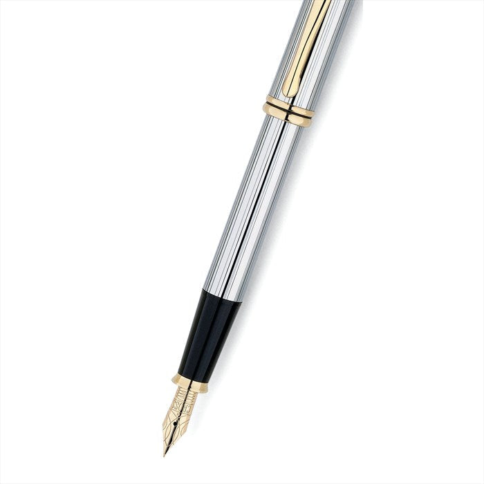 Cross Townsend Medalist Polished Chrome with 23KT Gold-Plated Appointments and 23KT Gold-Plated Medium Nib Fountain Pen