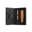 Cross Townsend Lustrous Chrome Ballpoint Pen with Mocha Cigar Style Saffiano Leather Single Pen Case Gift Set Bundle