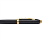 Cross Townsend Black Lacquer with 23KT Gold-Plated Appointments and Solid 18KT Gold Fine Nib Fountain Pen