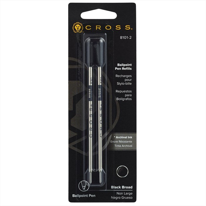 Cross Ballpoint Pen Refill - Black - Broad - Dual Pack