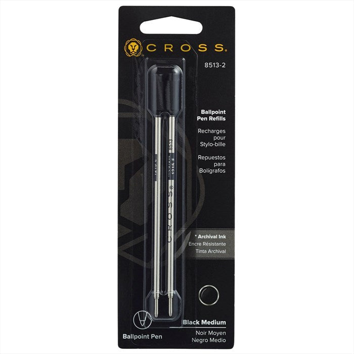 Cross Ballpoint Pen Refill - Black - Medium - Dual Pack