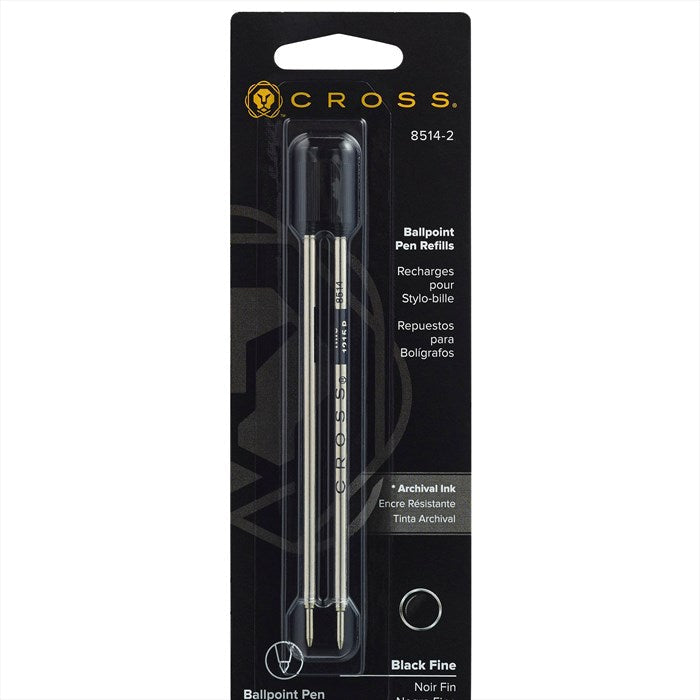 Cross Ballpoint Pen Refill - Black - Fine - Dual Pack