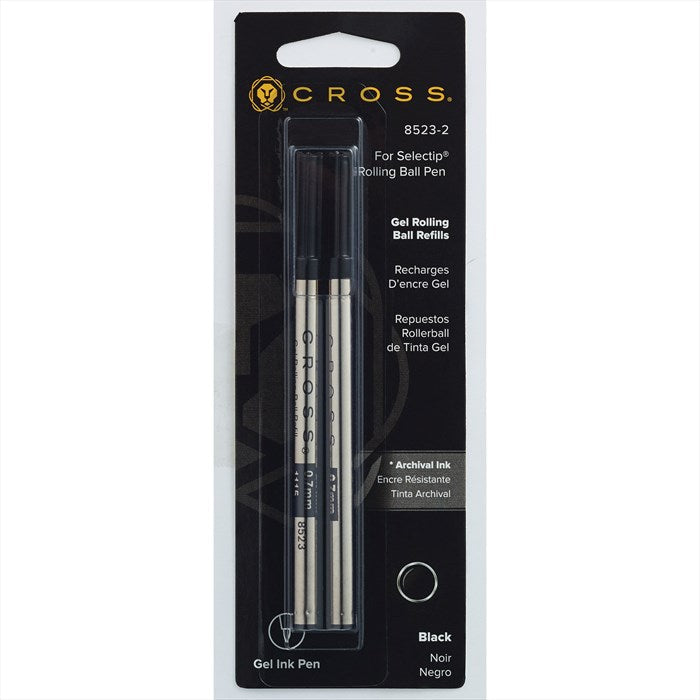 Cross Selectip Gel Rollerball Pen Refill - Black - Medium - Dual Pack