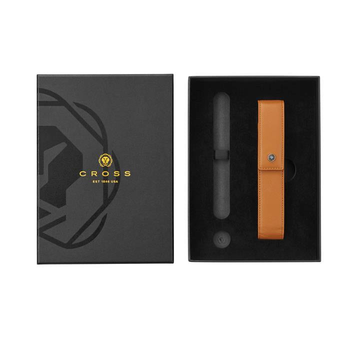 Cross Mocha Magnetic Saffiano Leather Single Pen Case + Empty Pen Slot Gift Set Bundle